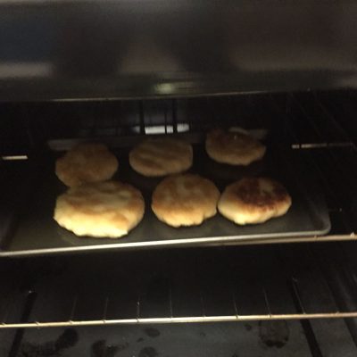 Arepas in oven