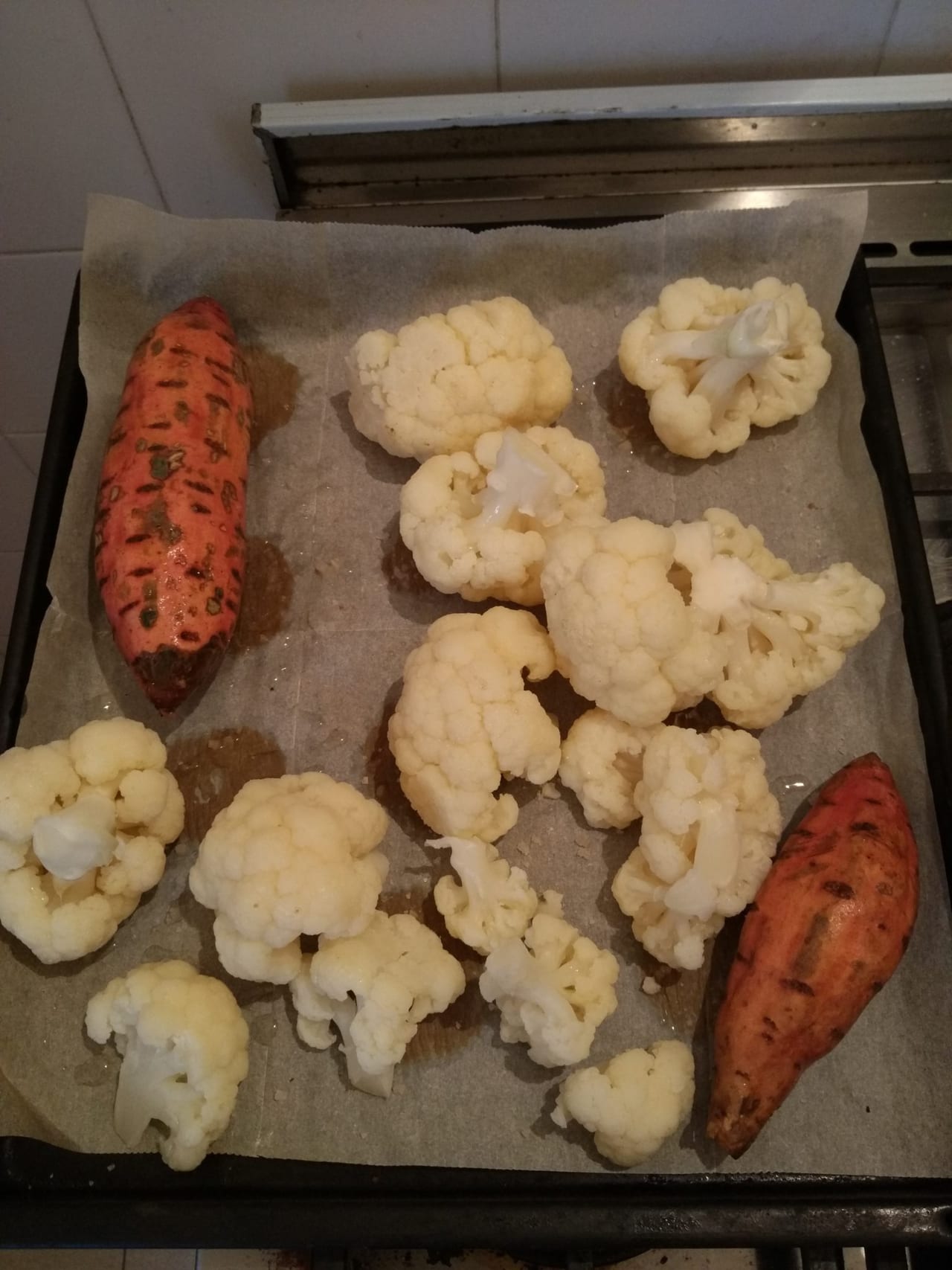 Cauliflower and sweet potatoes