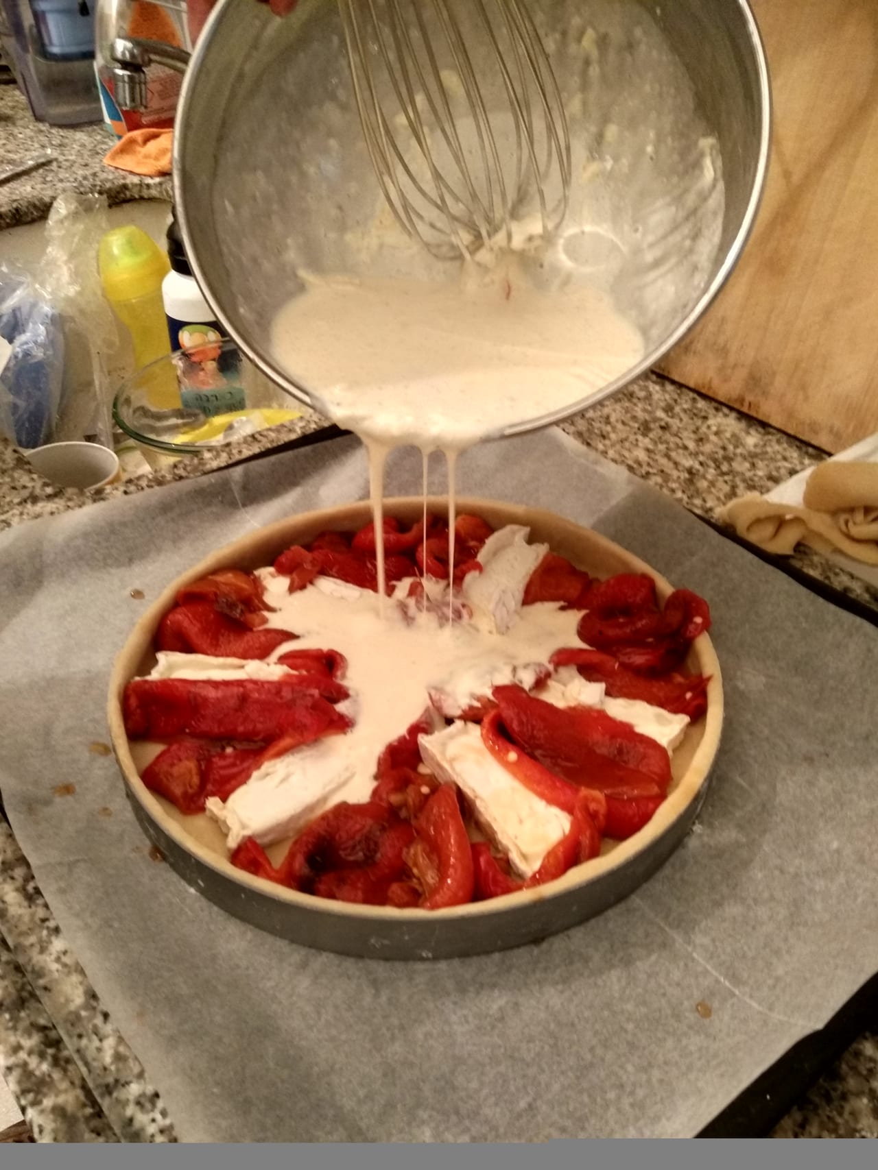 Roasted peppers goat cheese tart