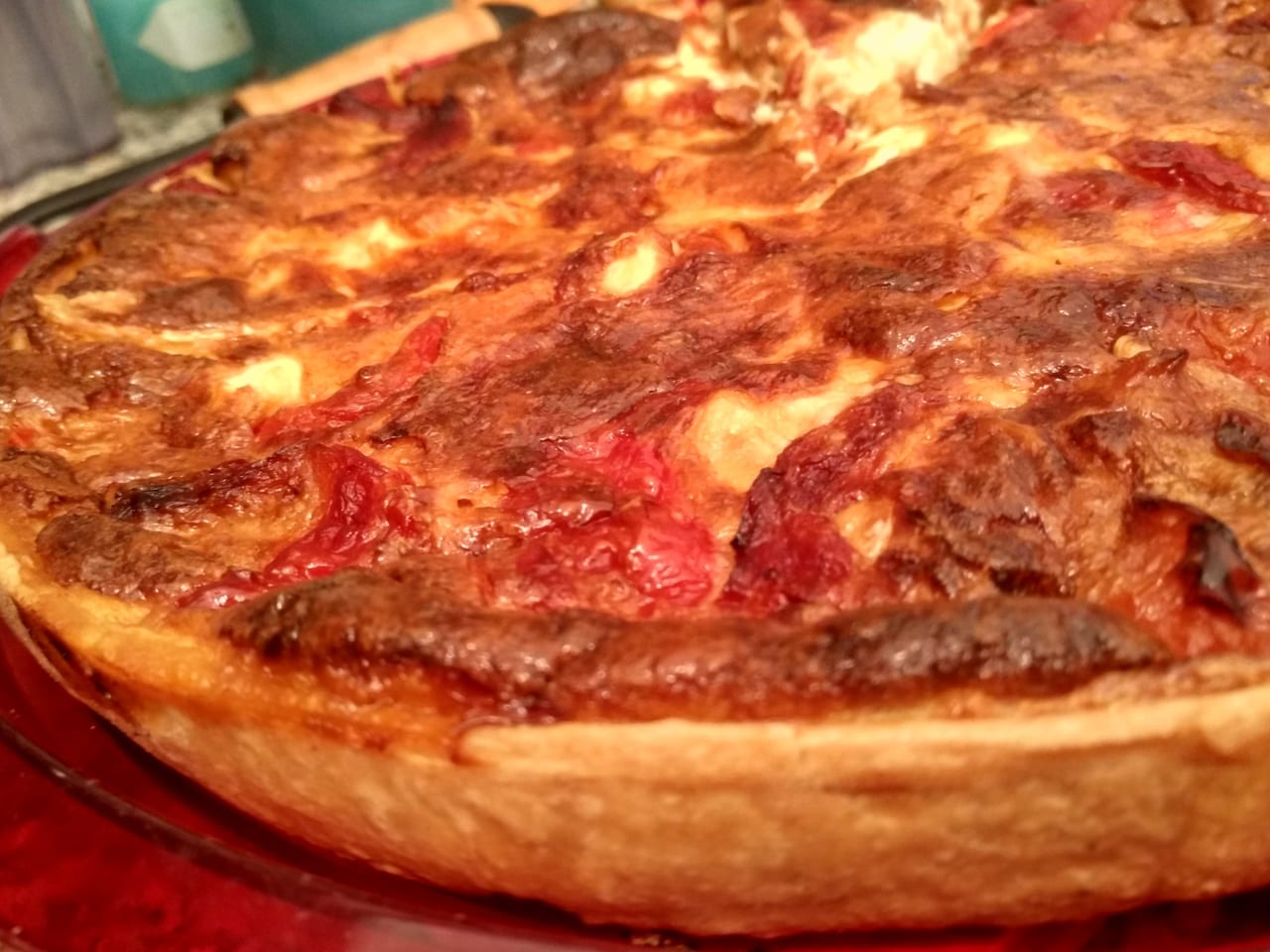 Roasted peppers goat cheese tart