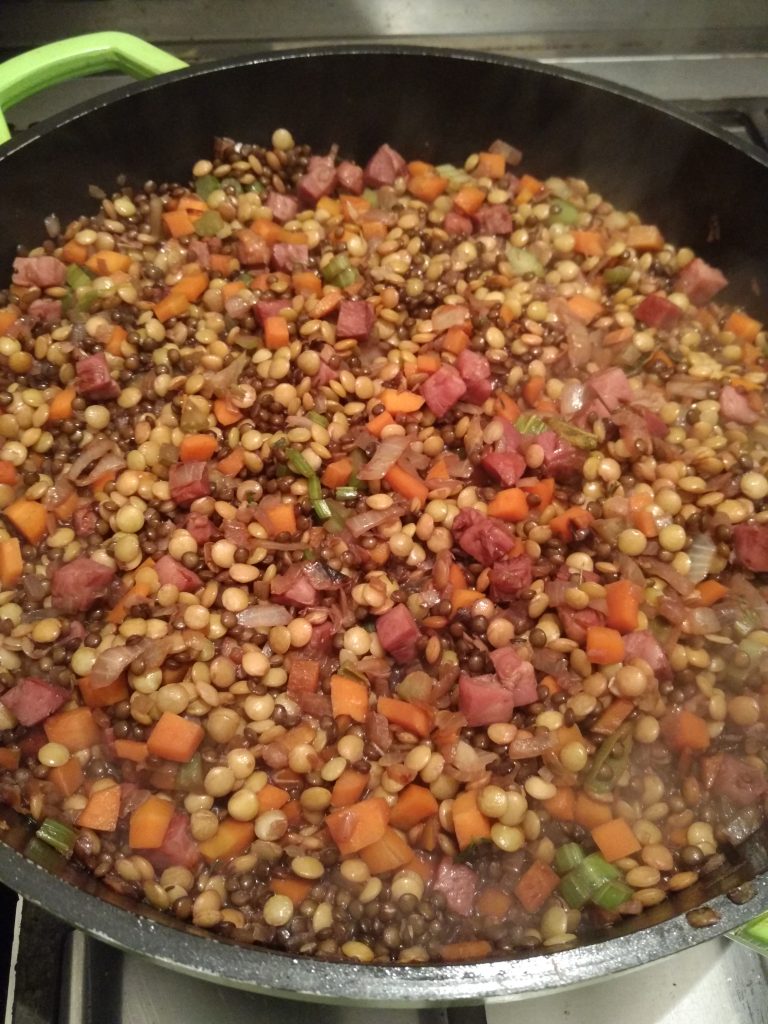 Red wine braised Lentils