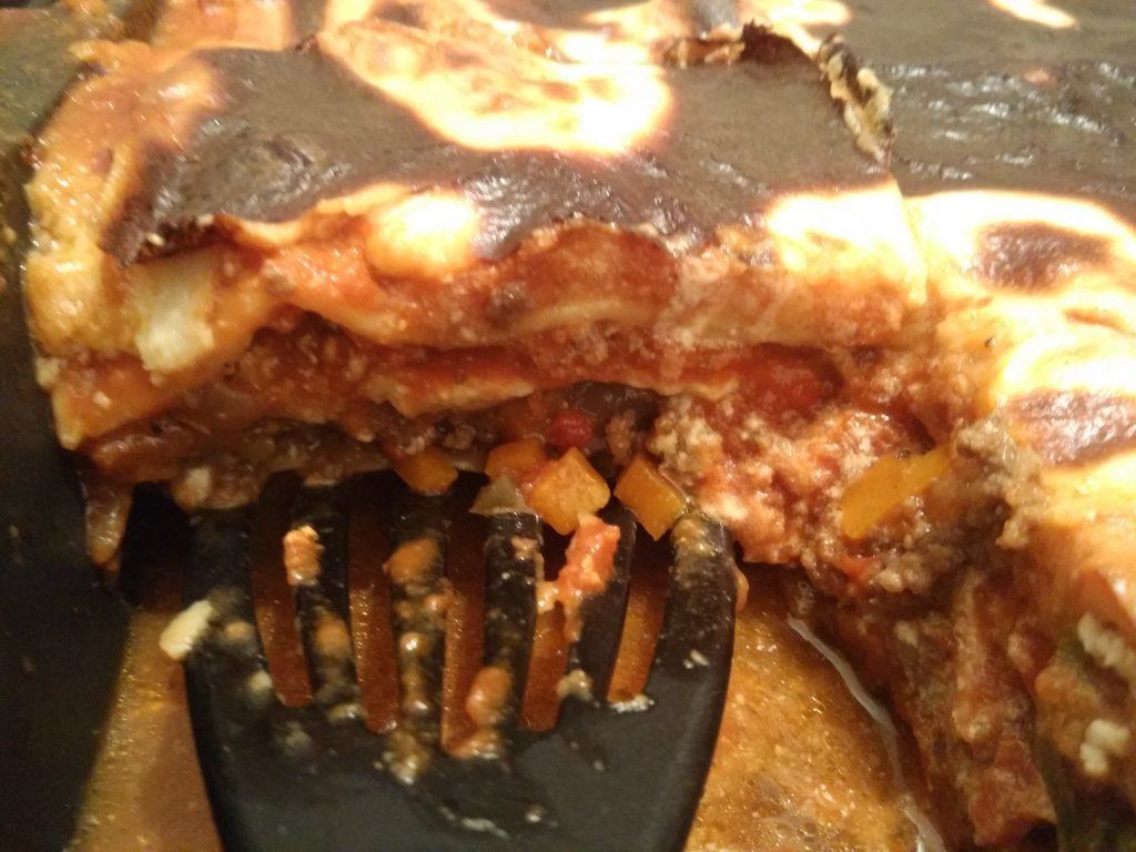 meat lasagna with ricotta filling