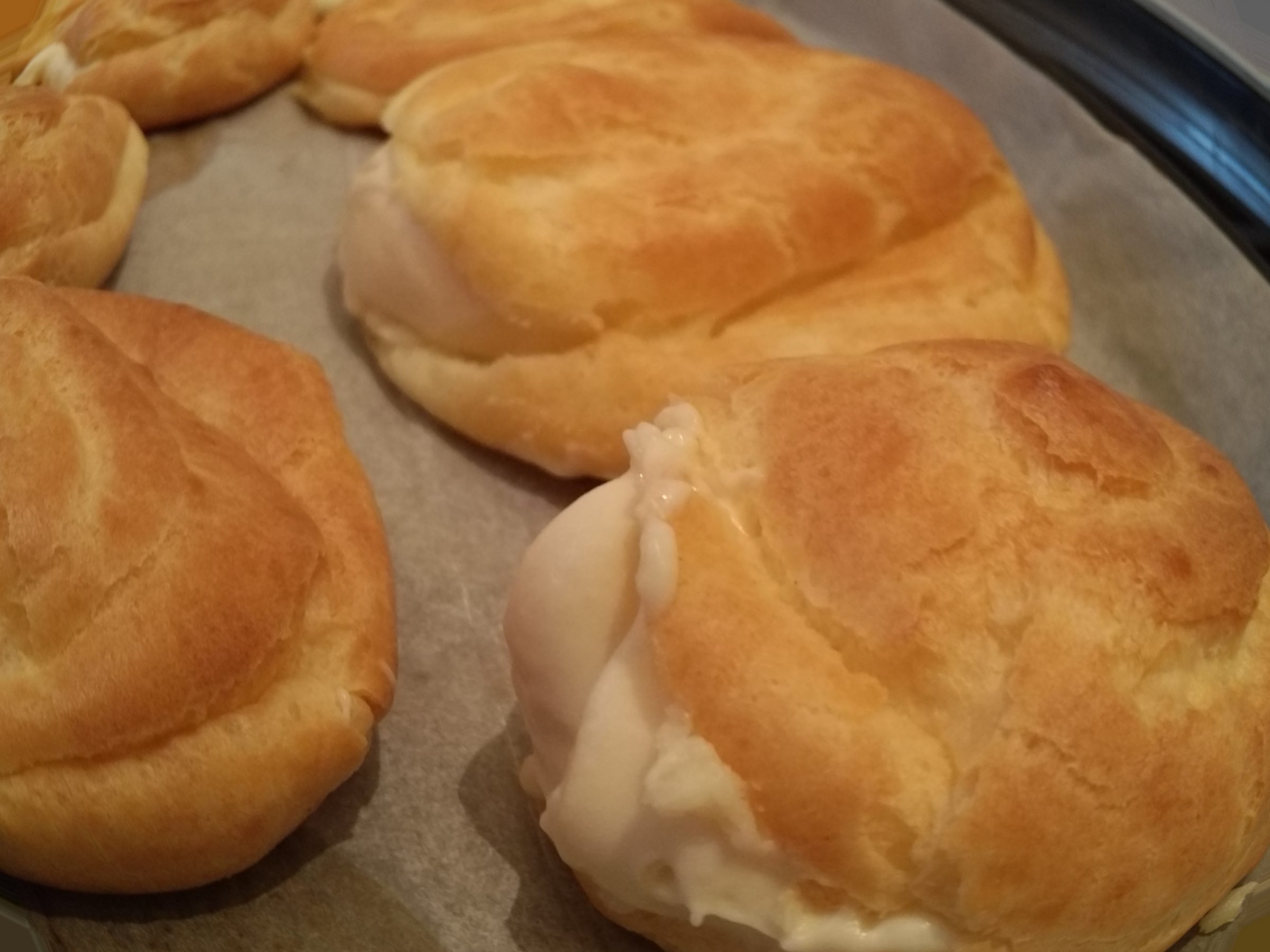classic Cream puffs with a crispy hollow shell and smooth diplomat cream