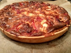Roasted peppers goat cheese tart