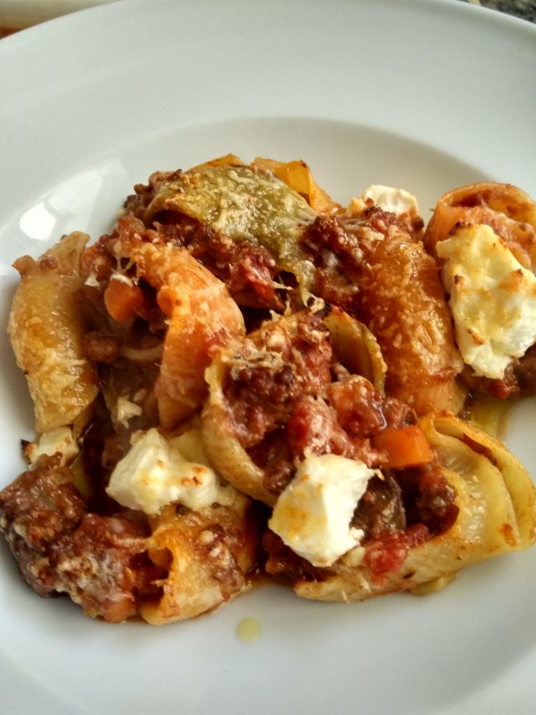 Conchiglioni pasta with ragu sauce