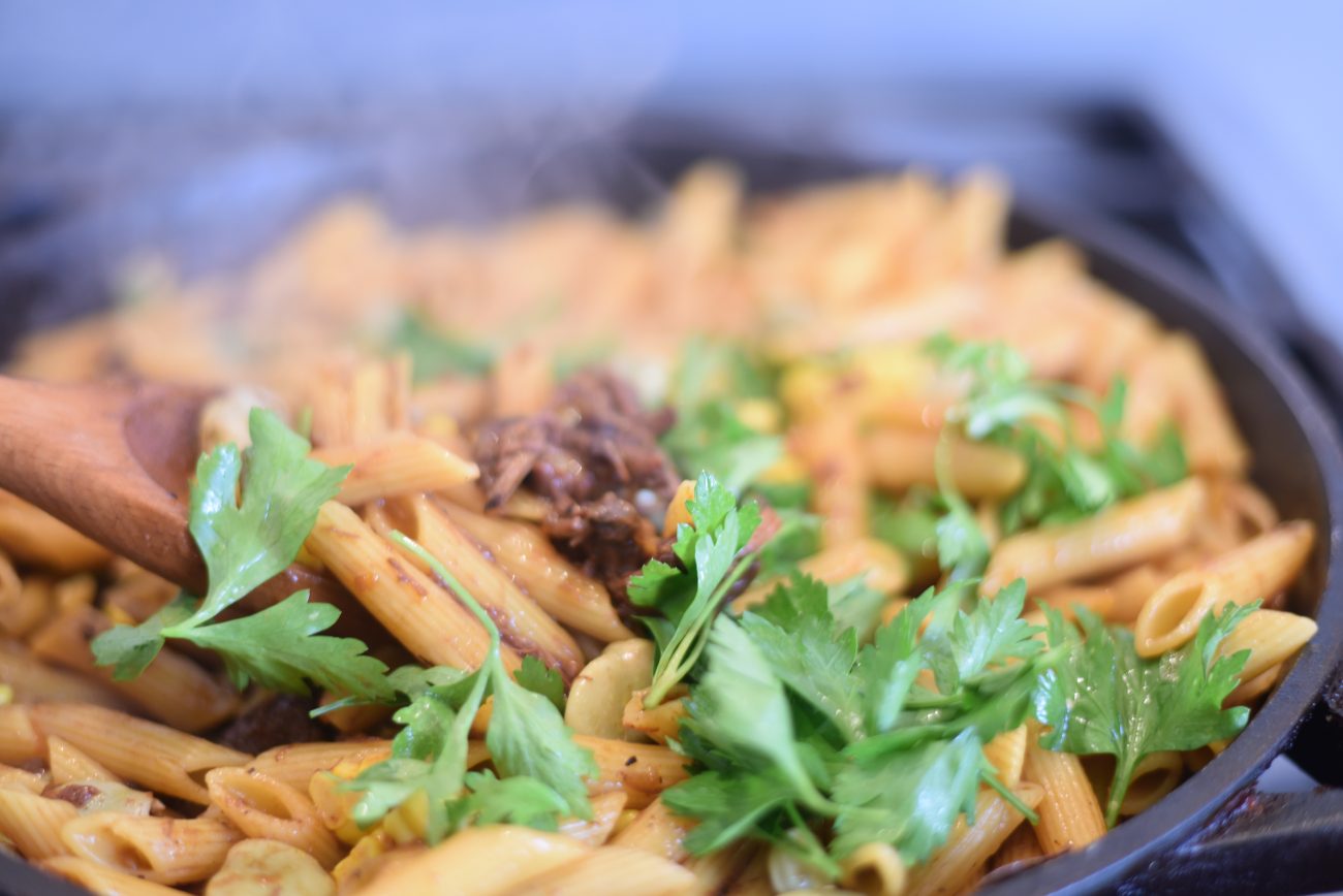 Penne Pasta with Oxtail and Fava Beans