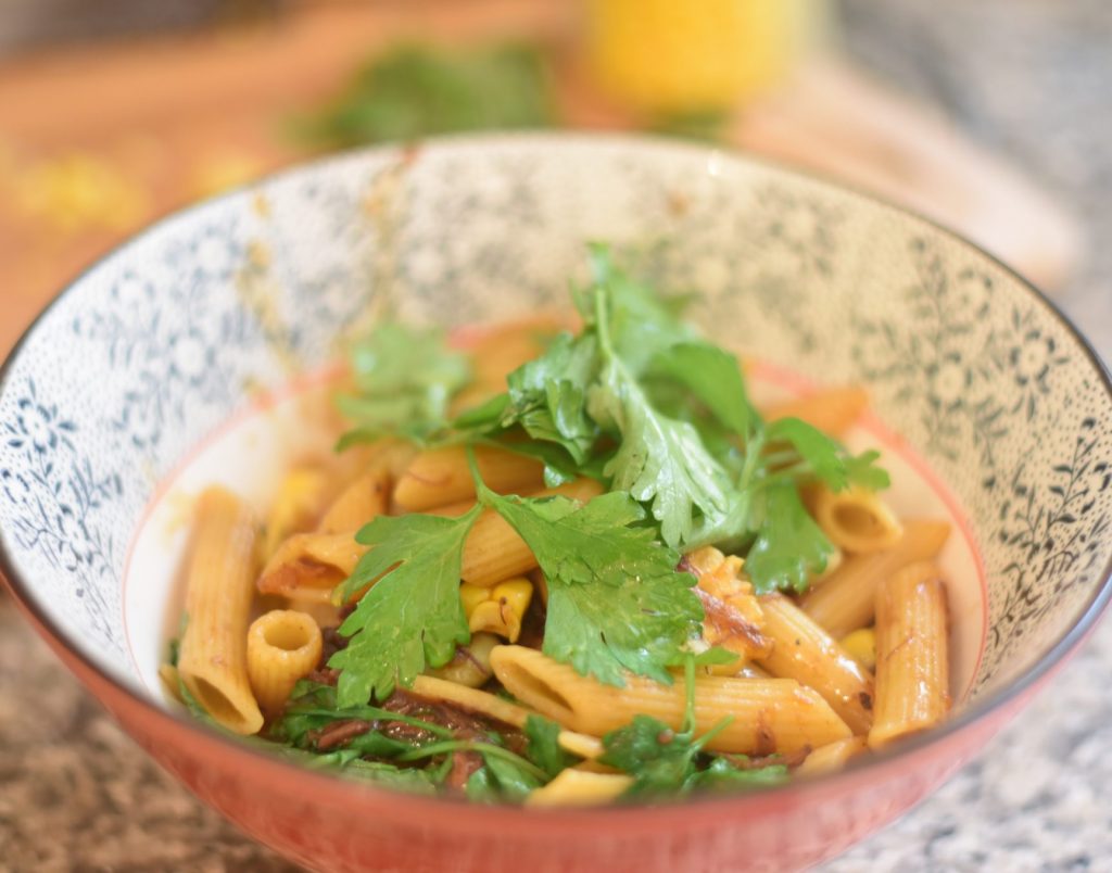 Pasta with oxtail and fava beans